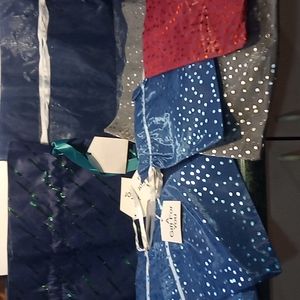 Fabric Draw String Gift Bag Lot 7 pcs
